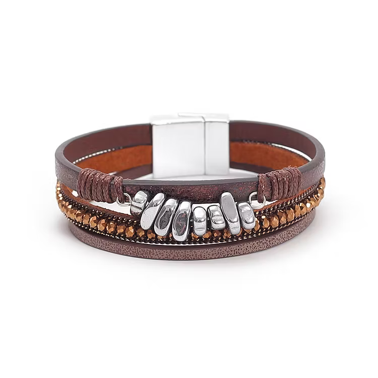 Aoaome Leather Magnetic Buckle Closed Bracelets