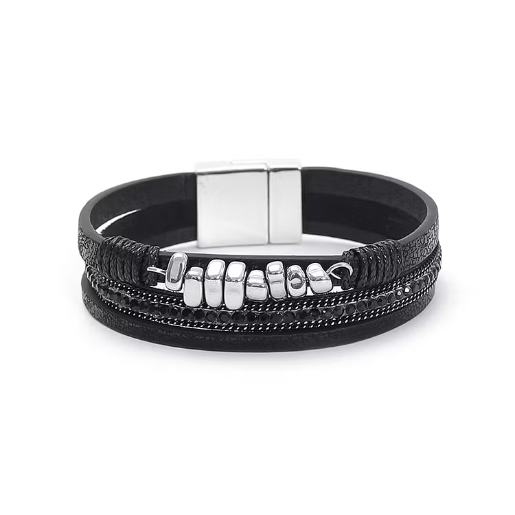 Aoaome Leather Magnetic Buckle Closed Bracelets