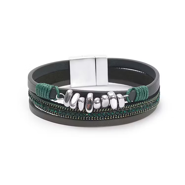 Aoaome Leather Magnetic Buckle Closed Bracelets