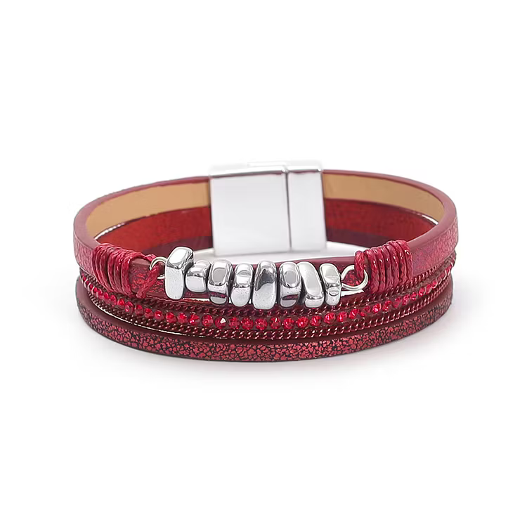 Aoaome Leather Magnetic Buckle Closed Bracelets