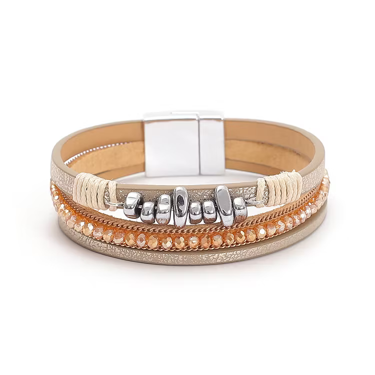 Aoaome Leather Magnetic Buckle Closed Bracelets