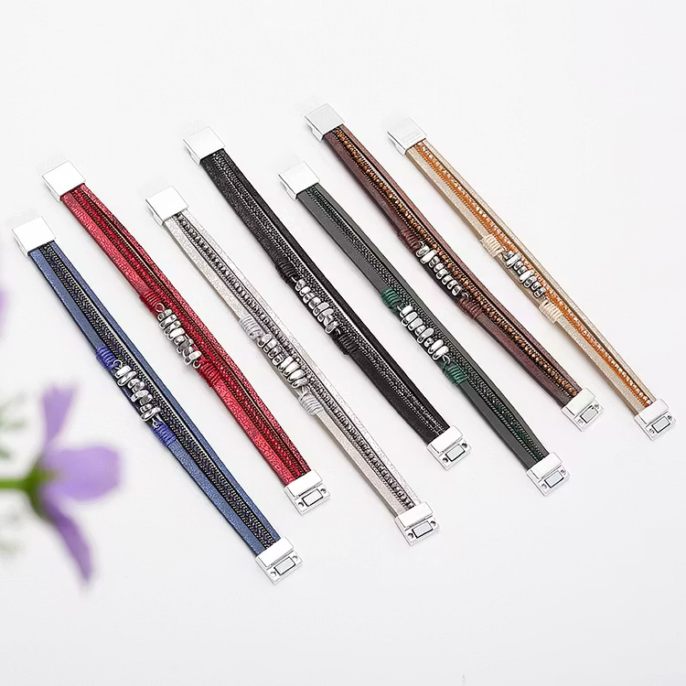 Aoaome Leather Magnetic Buckle Closed Bracelets
