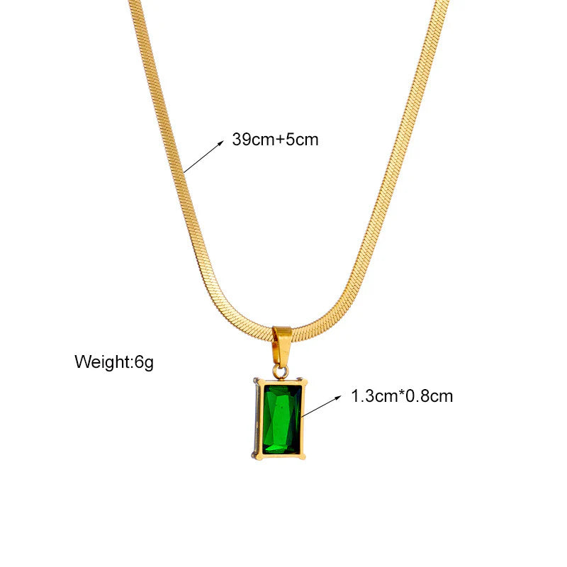 Aoaome Light Luxury Emerald Zirconia Pendant Necklaces Sets