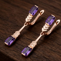 Aoaome Minimalist Rose Gold Amethyst Drop Earrings