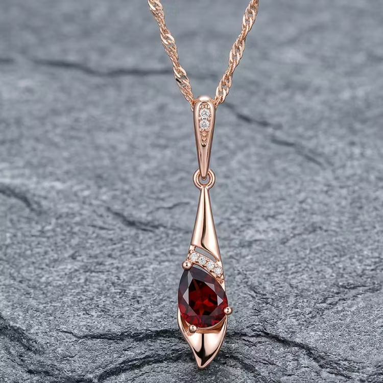 Aoaome Minimalist Style Rose Gold Ruby Inspired Necklaces