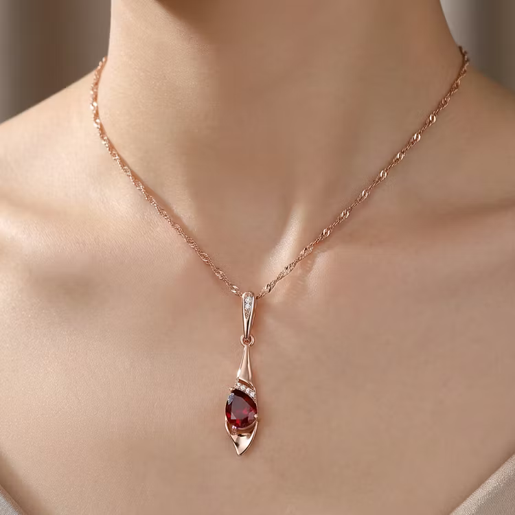 Aoaome Minimalist Style Rose Gold Ruby Inspired Necklaces