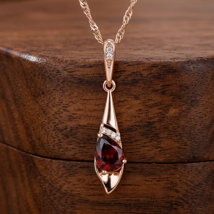 Aoaome Minimalist Style Rose Gold Ruby Inspired Necklaces