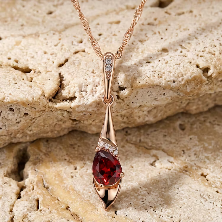 Aoaome Minimalist Style Rose Gold Ruby Inspired Necklaces