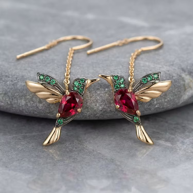 Aoaome Mixed Zirconium Bird Earrings