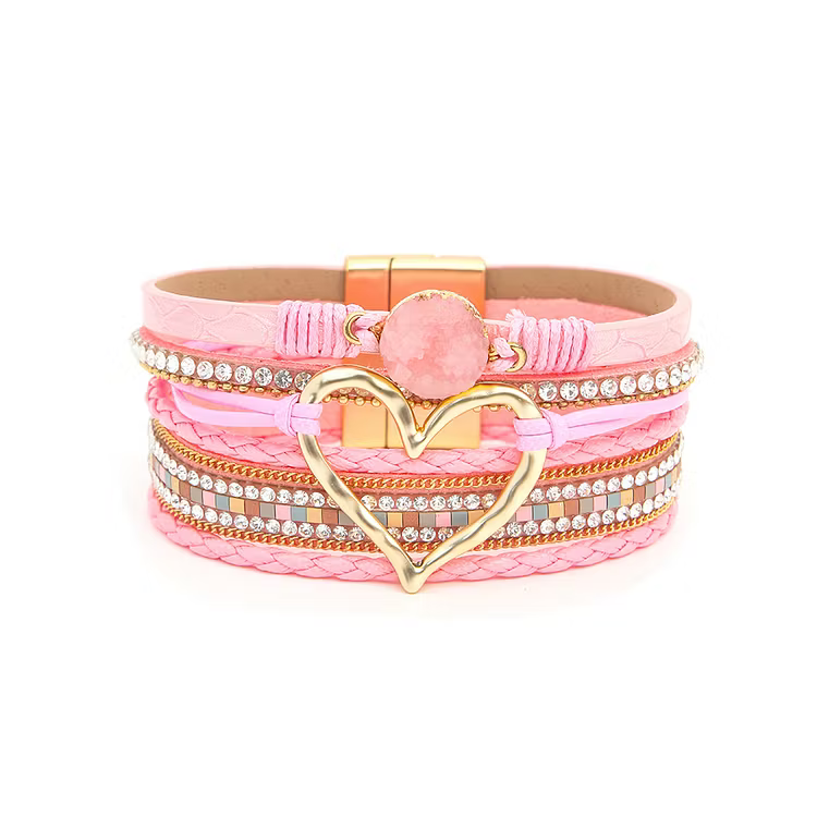 Aoaome Multi-layer Heart Leather Bracelets