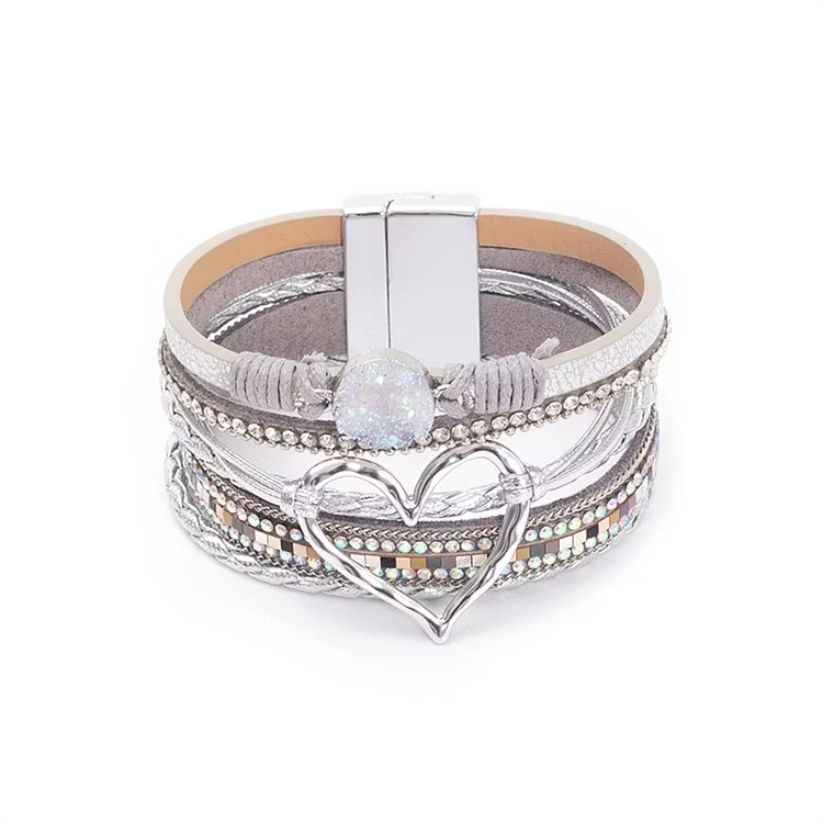Aoaome Multi-layer Heart Leather Bracelets