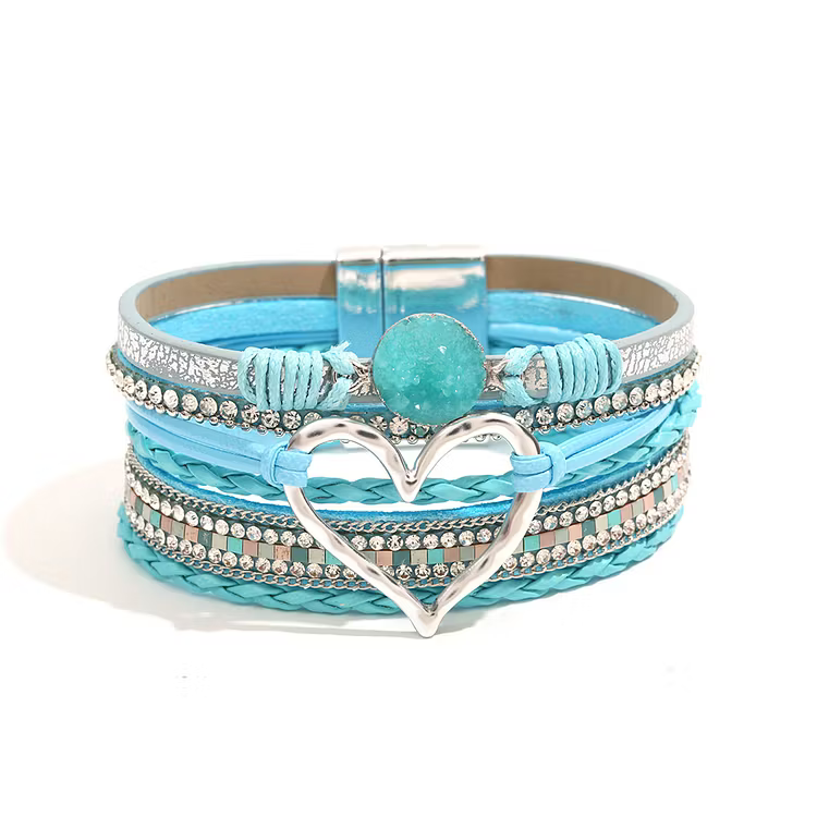 Aoaome Multi-layer Heart Leather Bracelets