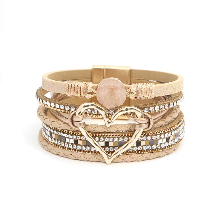 Aoaome Multi-layer Heart Leather Bracelets