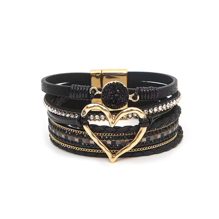 Aoaome Multi-layer Heart Leather Bracelets