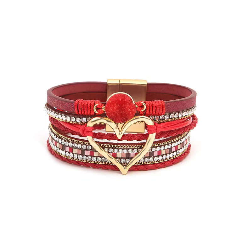 Aoaome Multi-layer Heart Leather Bracelets