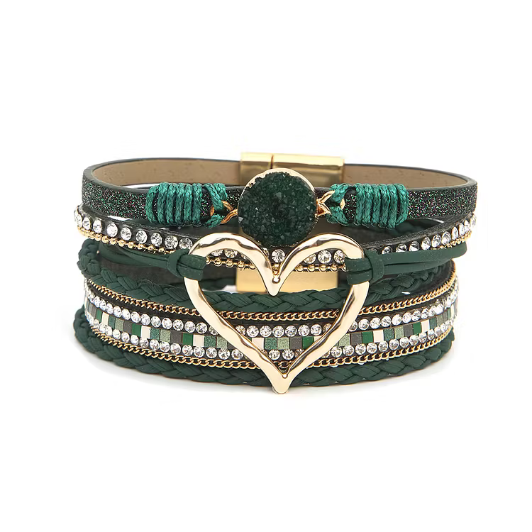 Aoaome Multi-layer Heart Leather Bracelets