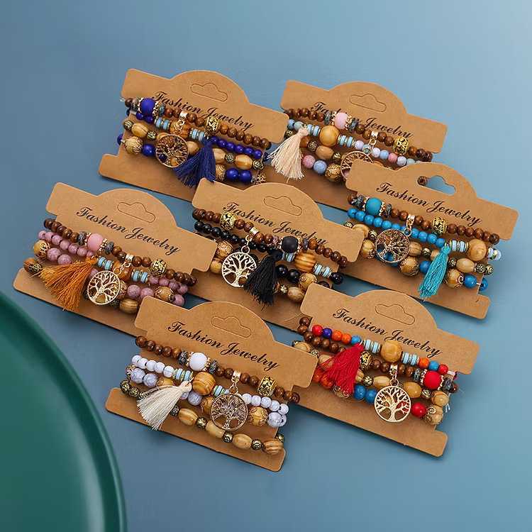 Aoaome Multi-layer Wooden Bead Bead Bracelets