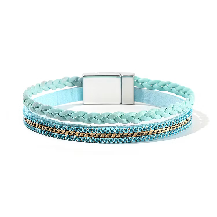 Aoaome Multi Layer Leather Magnetic Buckle Bracelets