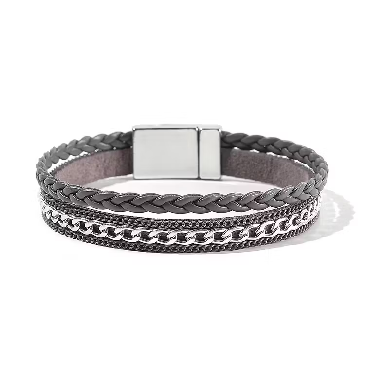 Aoaome Multi Layer Leather Magnetic Buckle Bracelets