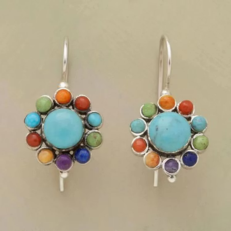 Aoaome Multicoloured Turquoise Round Earrings
