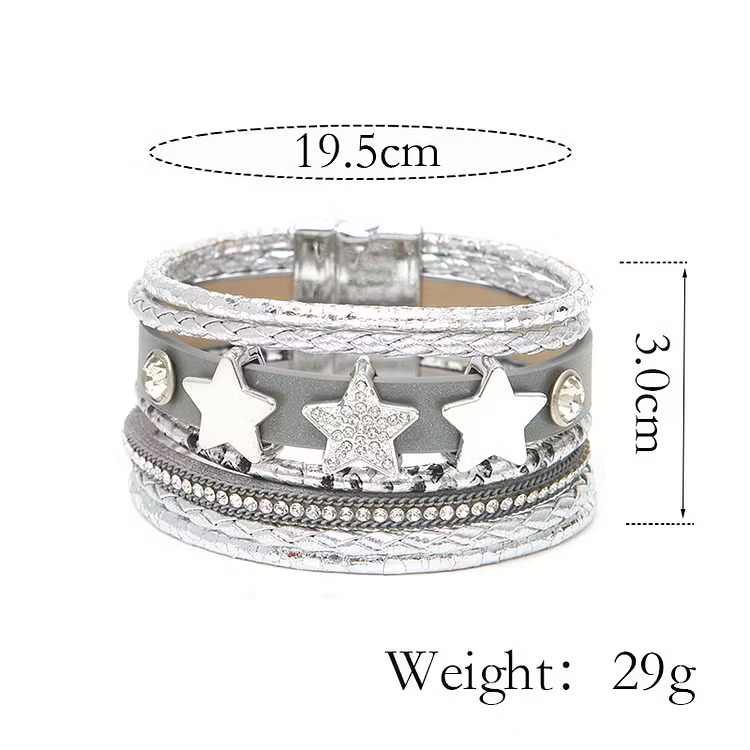 Aoaome Multi layer Leather Buckle Bracelets