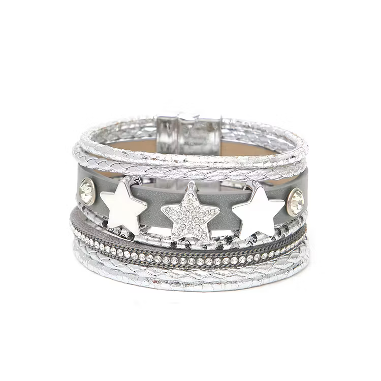 Aoaome Multi layer Leather Buckle Bracelets