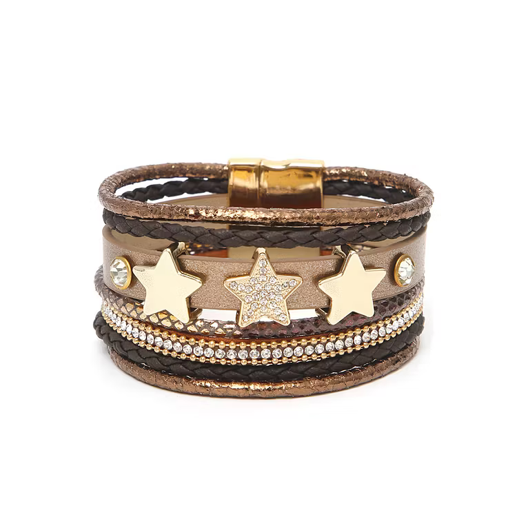 Aoaome Multi layer Leather Buckle Bracelets