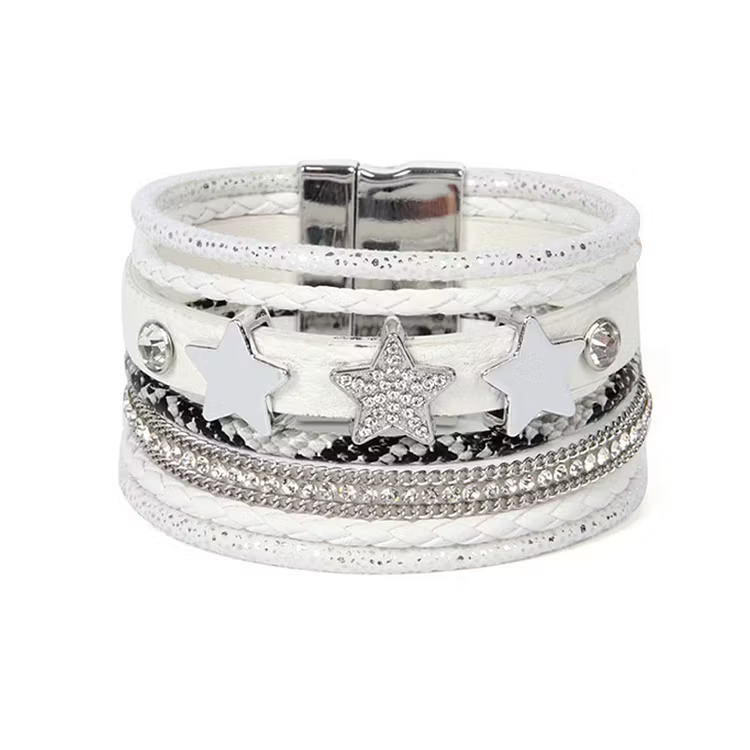 Aoaome Multi layer Leather Buckle Bracelets