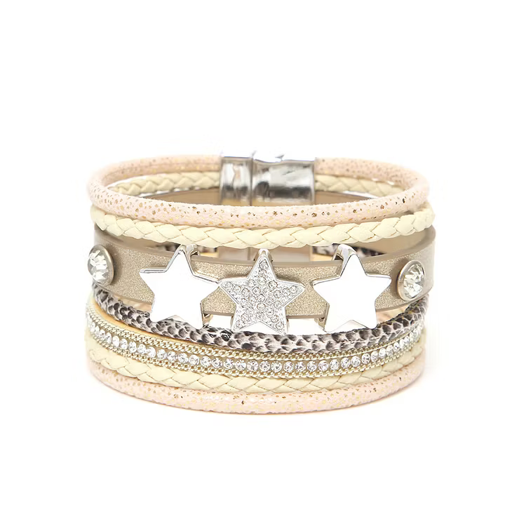 Aoaome Multi layer Leather Buckle Bracelets