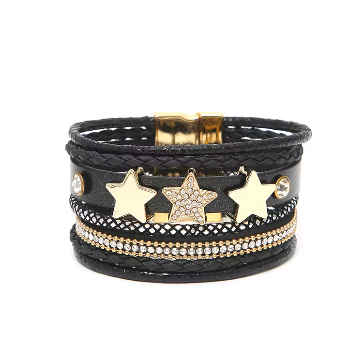 Aoaome Multi layer Leather Buckle Bracelets