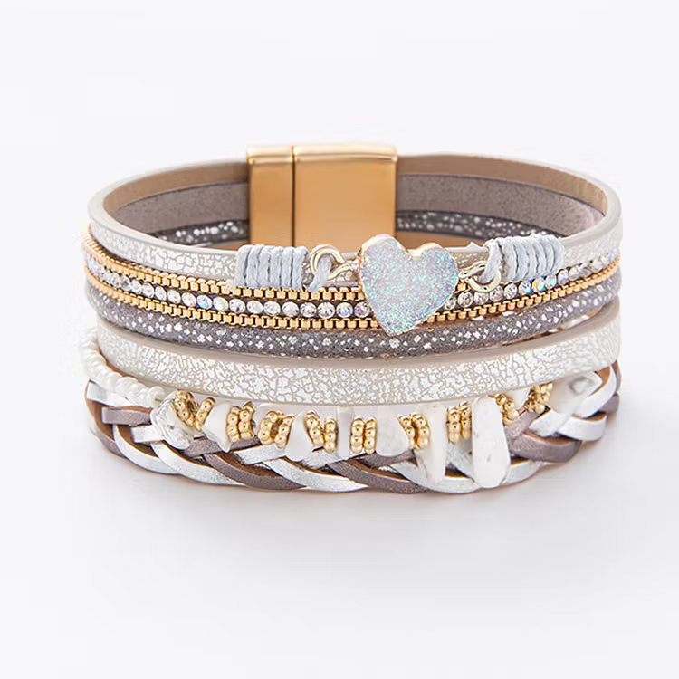 Aoaome Natural Crushed Stone Leather Bracelets