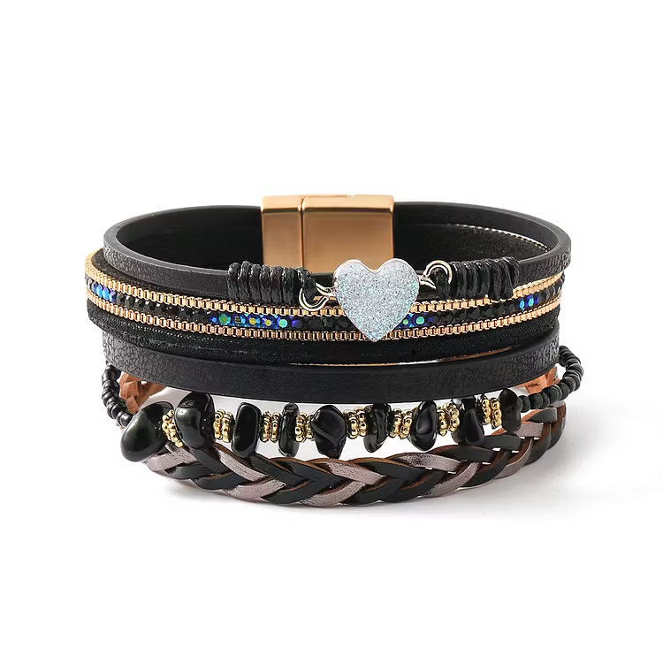 Aoaome Natural Crushed Stone Leather Bracelets