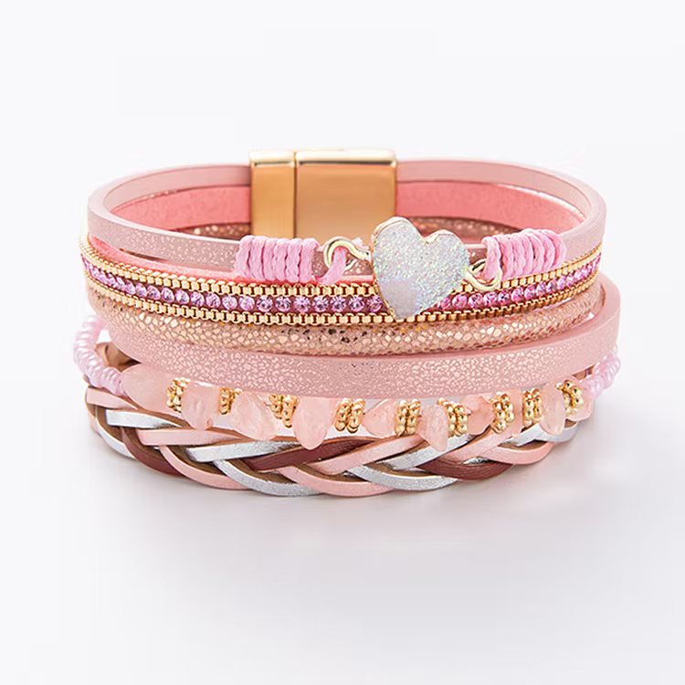 Aoaome Natural Crushed Stone Leather Bracelets