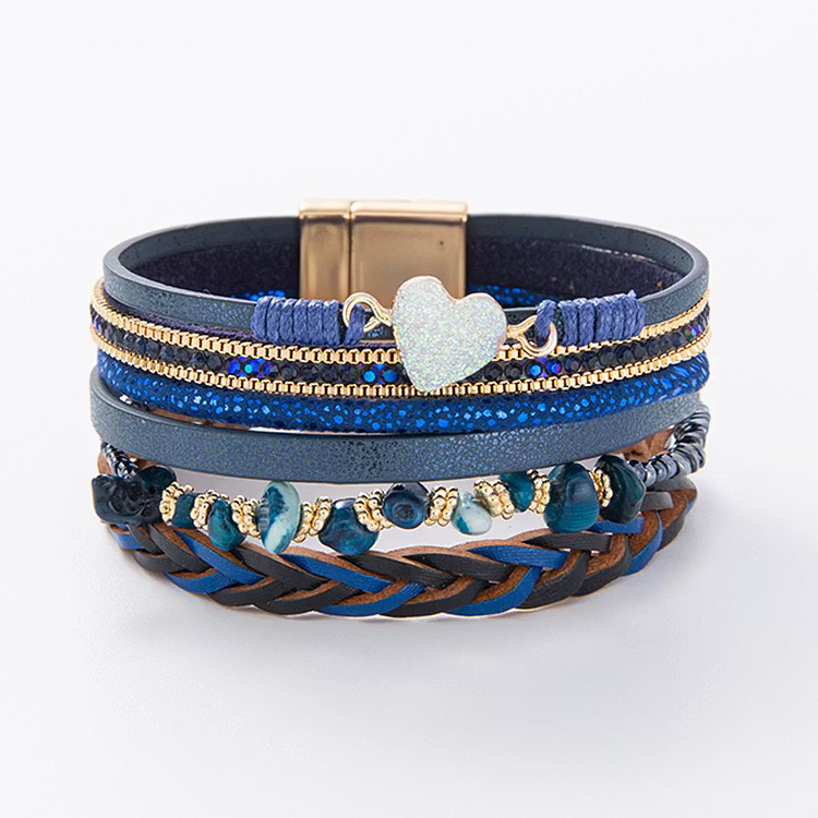 Aoaome Natural Crushed Stone Leather Bracelets