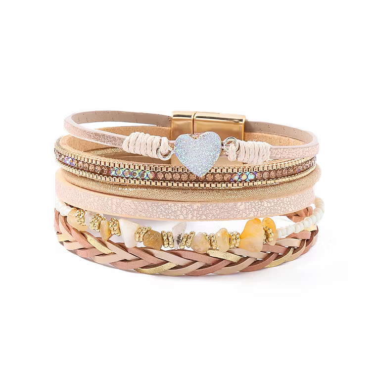 Aoaome Natural Crushed Stone Leather Bracelets