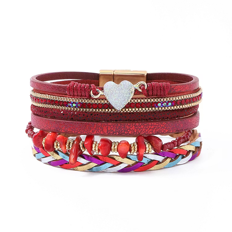 Aoaome Natural Crushed Stone Leather Bracelets