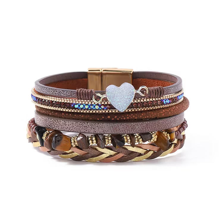 Aoaome Natural Crushed Stone Leather Bracelets