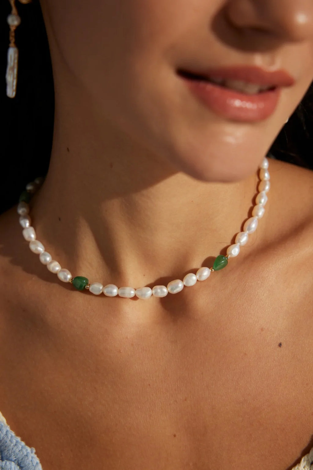 Aoaome Natural Jasper Pearl Necklaces