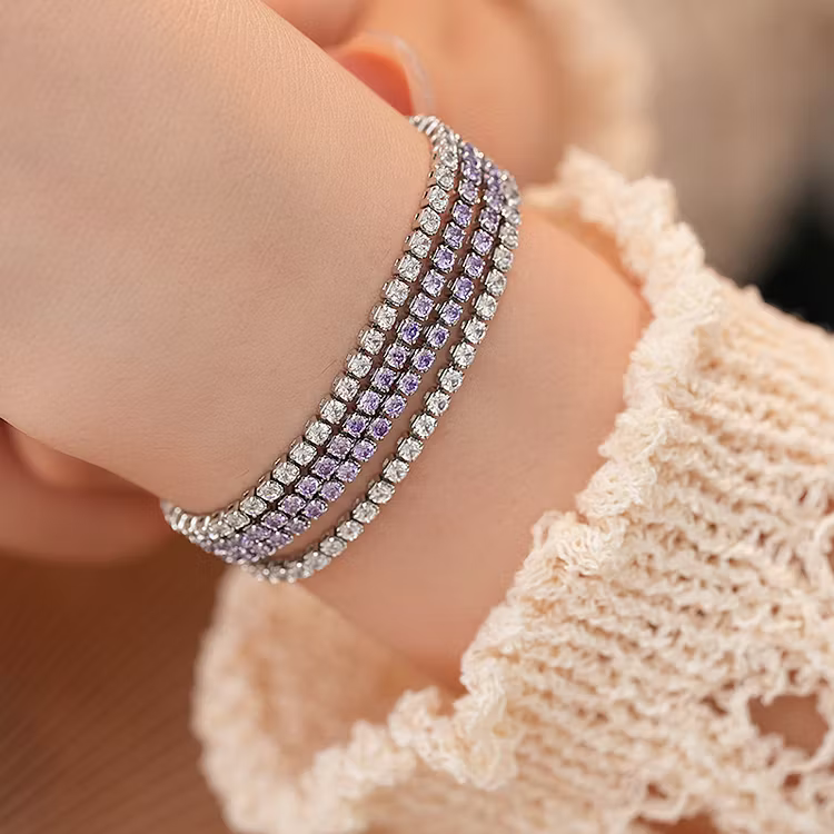 Aoaome Purple Zircon Buckle Bracelets