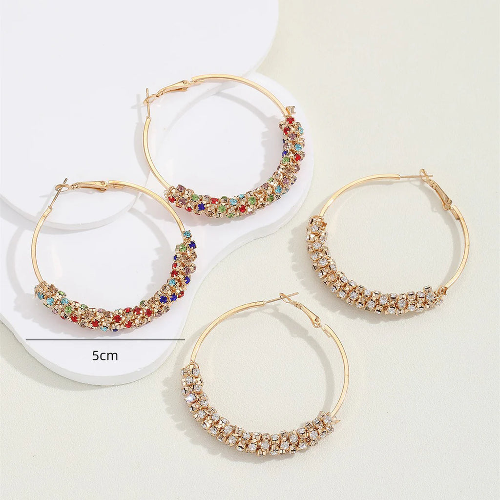 Aoaome Retro Chic Colored Diamond Hoop Earrings