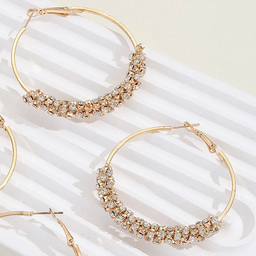 Aoaome Retro Chic Colored Diamond Hoop Earrings