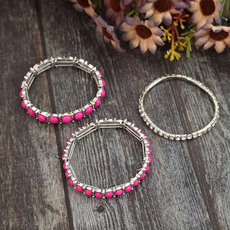 Aoaome Retro Inlaid Turquoise Rhinestone Bracelets
