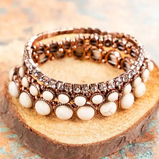 Aoaome Retro Inlaid Turquoise Rhinestone Bracelets