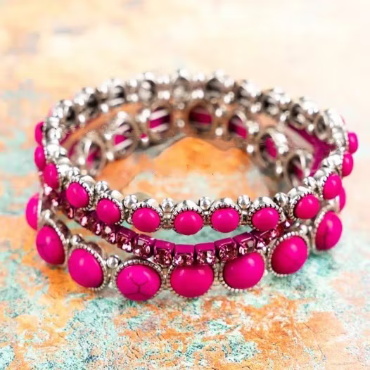 Aoaome Retro Inlaid Turquoise Rhinestone Bracelets