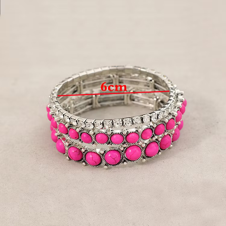 Aoaome Retro Inlaid Turquoise Rhinestone Bracelets