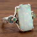 Aoaome Retro Ornate Opal Gemstone Cocktail Rings