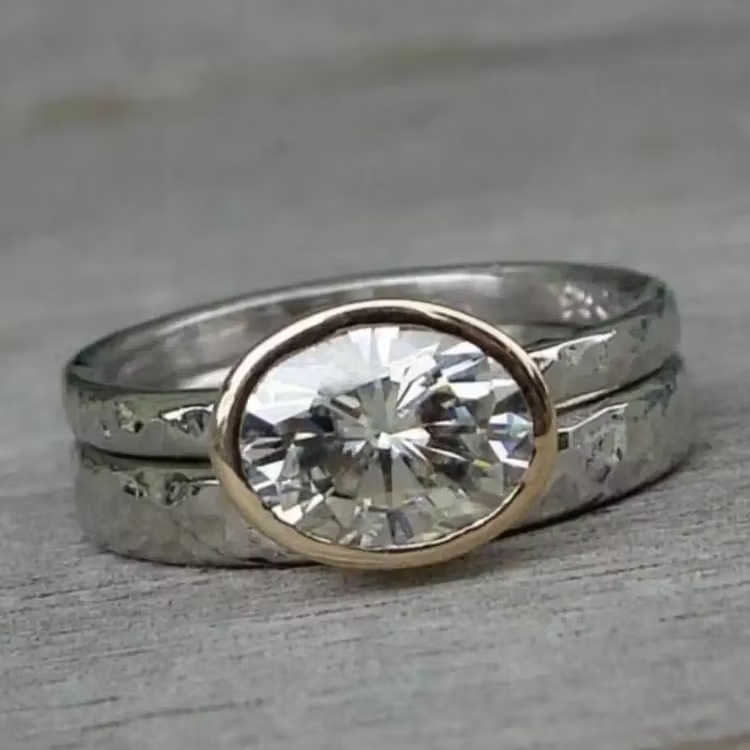 Aoaome Retro Style Oval Rhinestone Rings