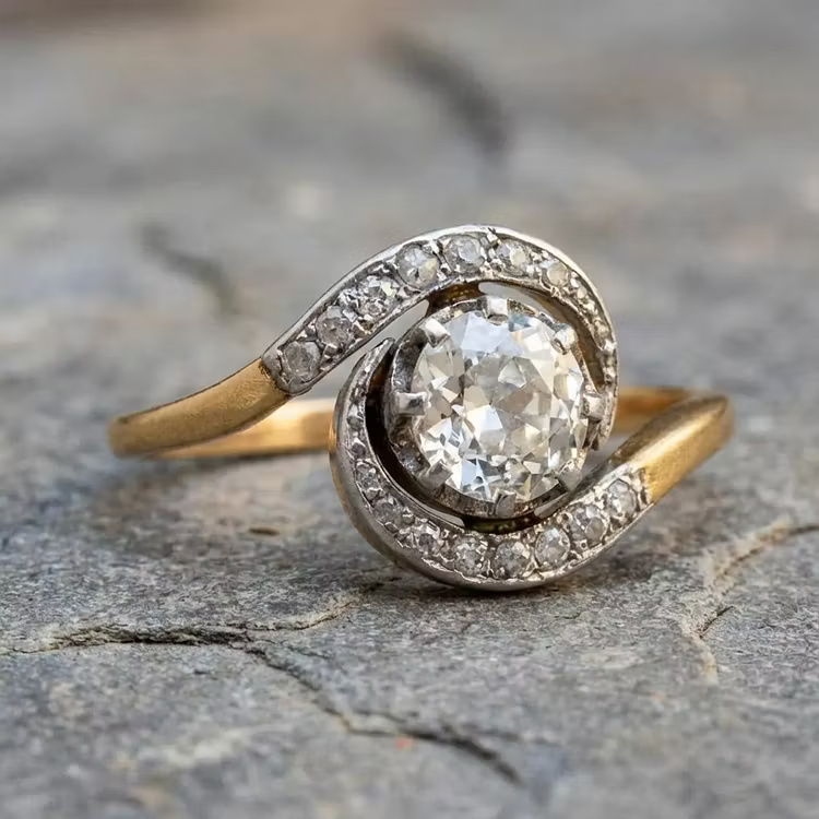 Aoaome Retro Two Tone Spiral Rings