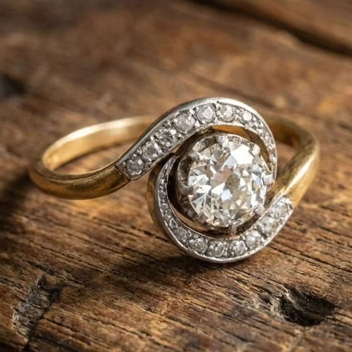 Aoaome Retro Two Tone Spiral Rings