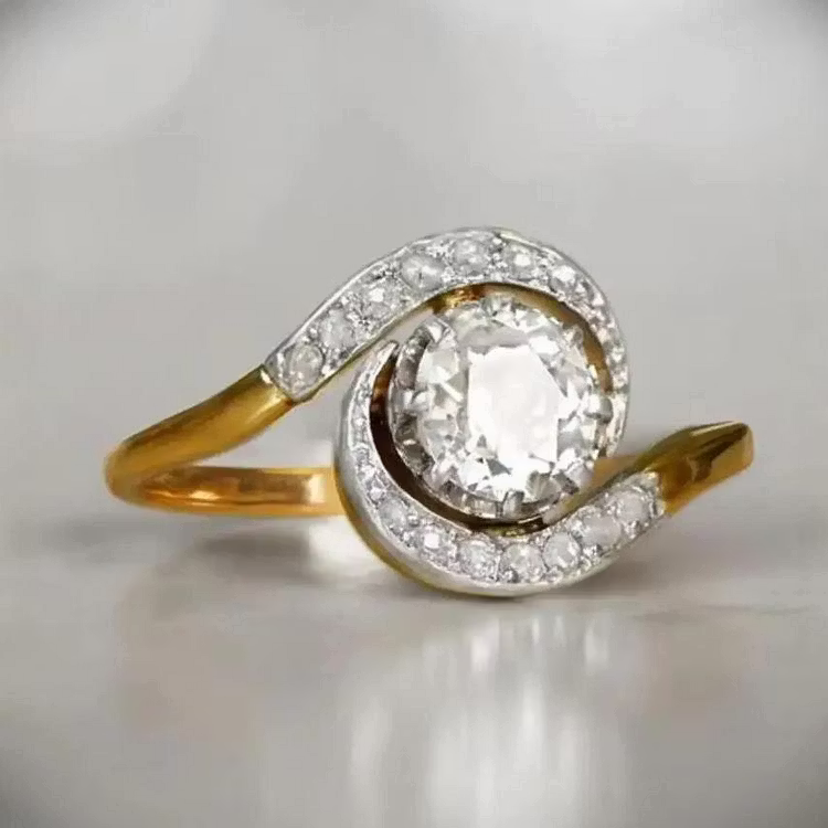 Aoaome Retro Two Tone Spiral Rings